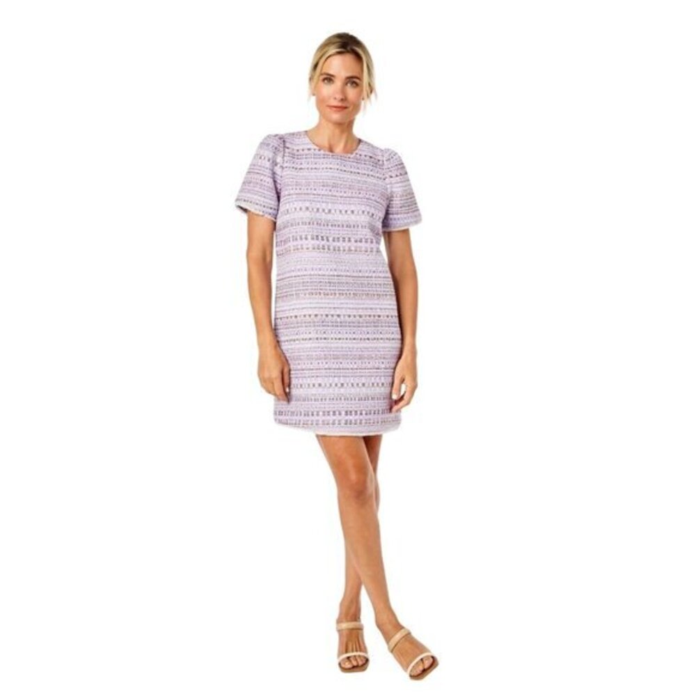 Cartolina Nantucket Chloe Tweed Fringe Lavender Stripe Mini Dress XXS NWT $428